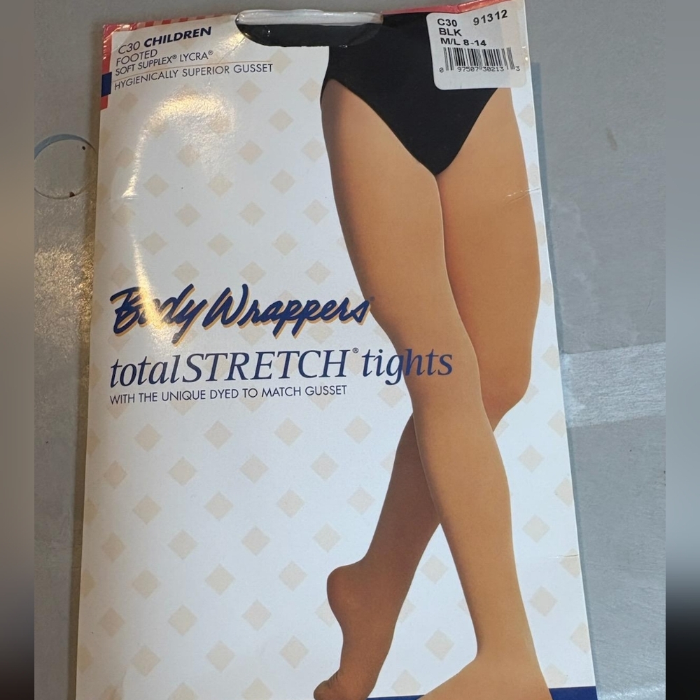 Body Wrappers Black TotalStretch Tights, 91312, C30, M/L 8-14